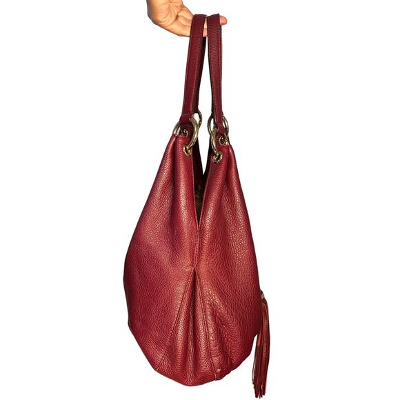 Michael Kors Burgundy Oxblood Leather Hobo Shoulder Bag - Soft & Stylish - Picture 2 of 13